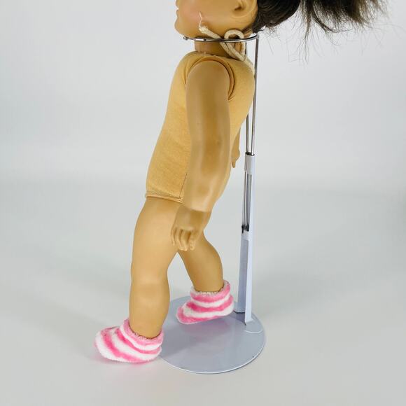 White And Pink Stripe Ankle Height Fluffy Socks for 18 Inch Dolls - GUC - Picture 8 of 12